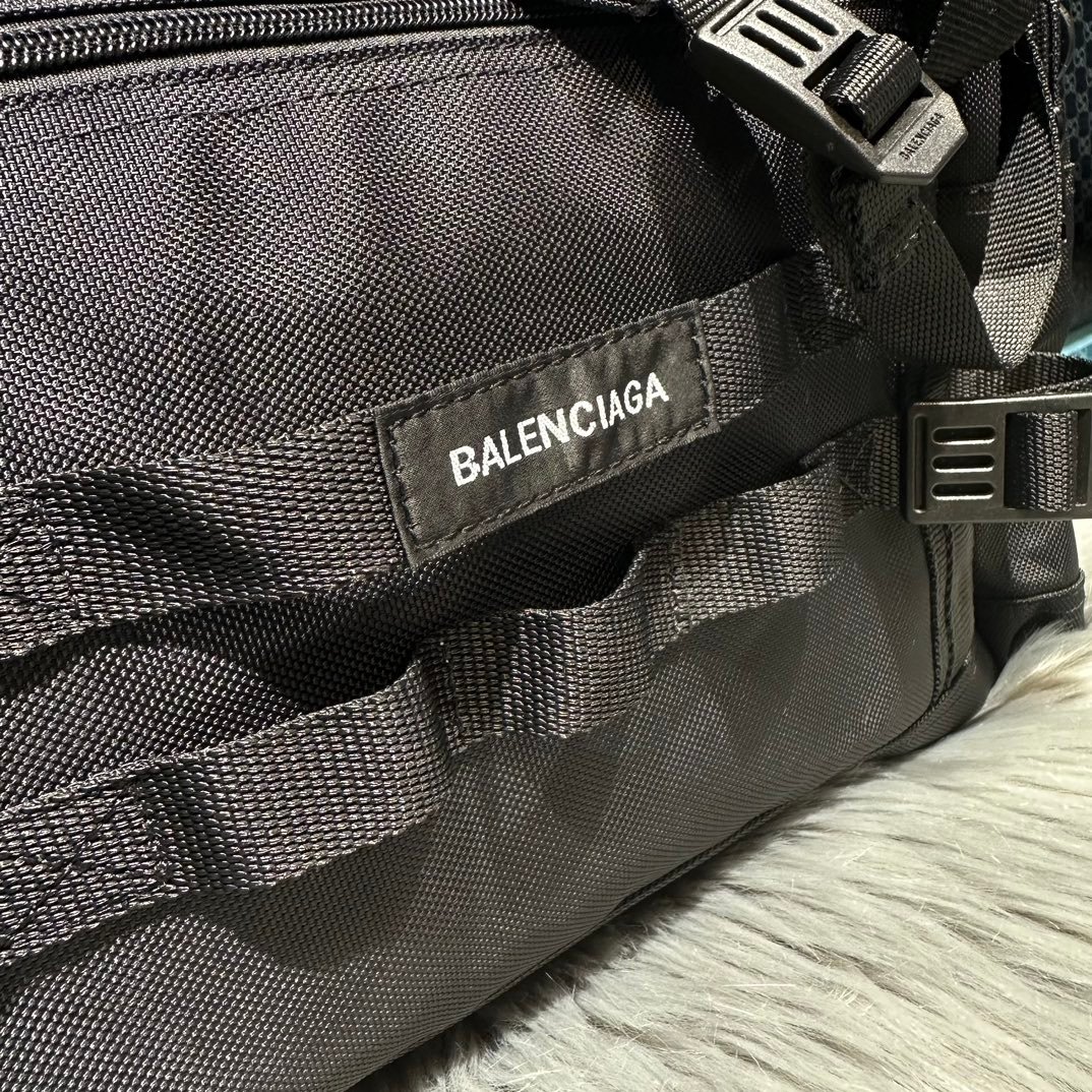 原單高仿balenciaga巴黎世家包包 黑色Army 大號 尼龍斜背手提旅行包 