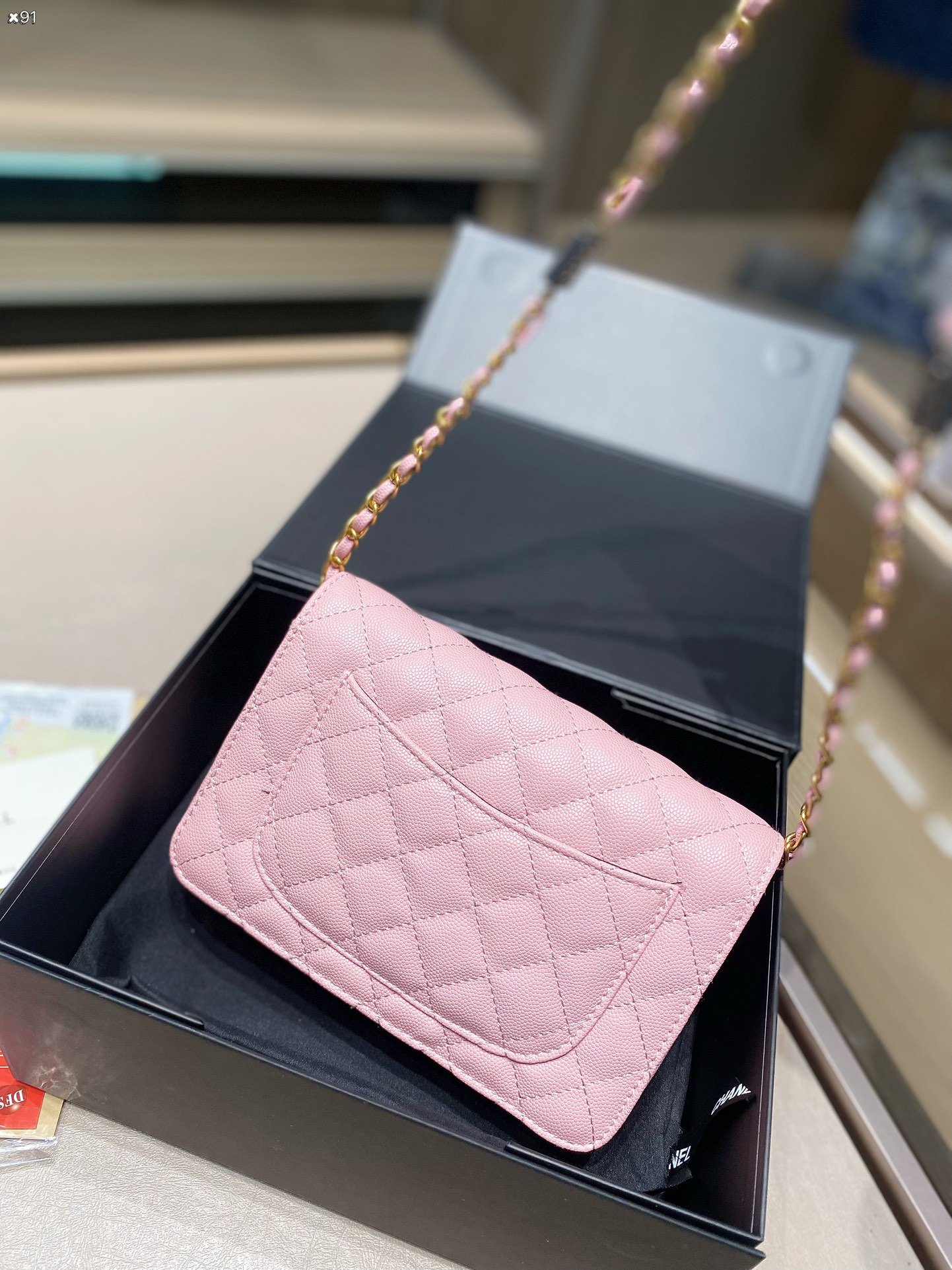 CHANEL香奈兒發財羊皮魚子醬面料高仿真皮包包