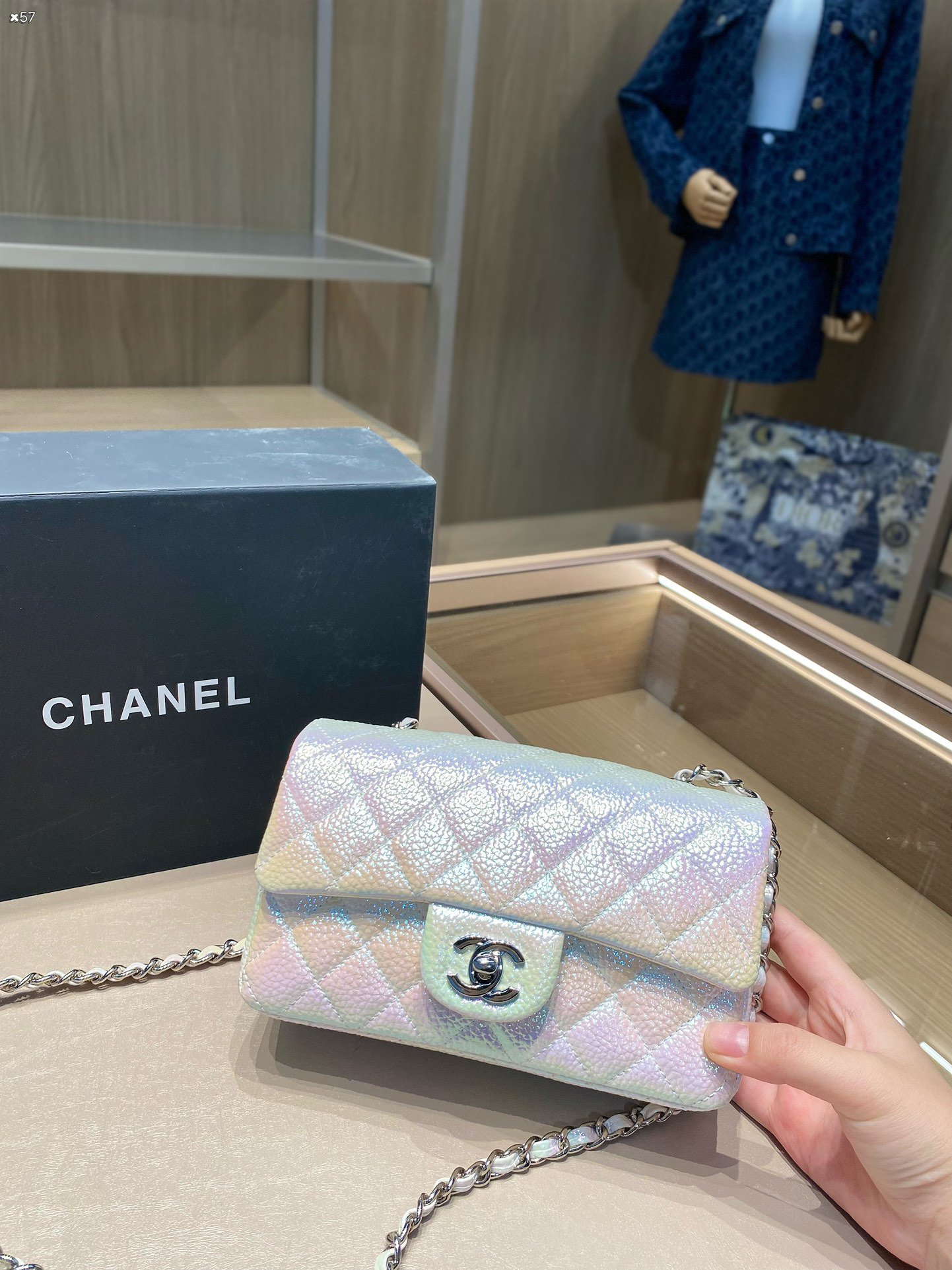 經典設計 漸變色 真皮方胖子CHANEL包包 小香加包包