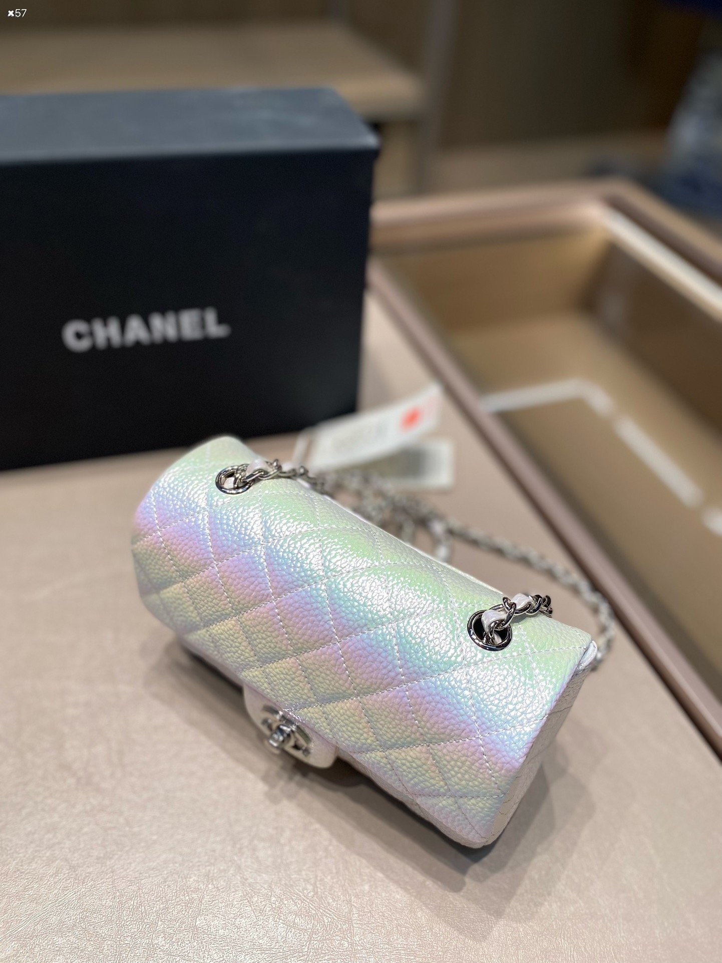 經典設計 漸變色 真皮方胖子CHANEL包包 小香加包包