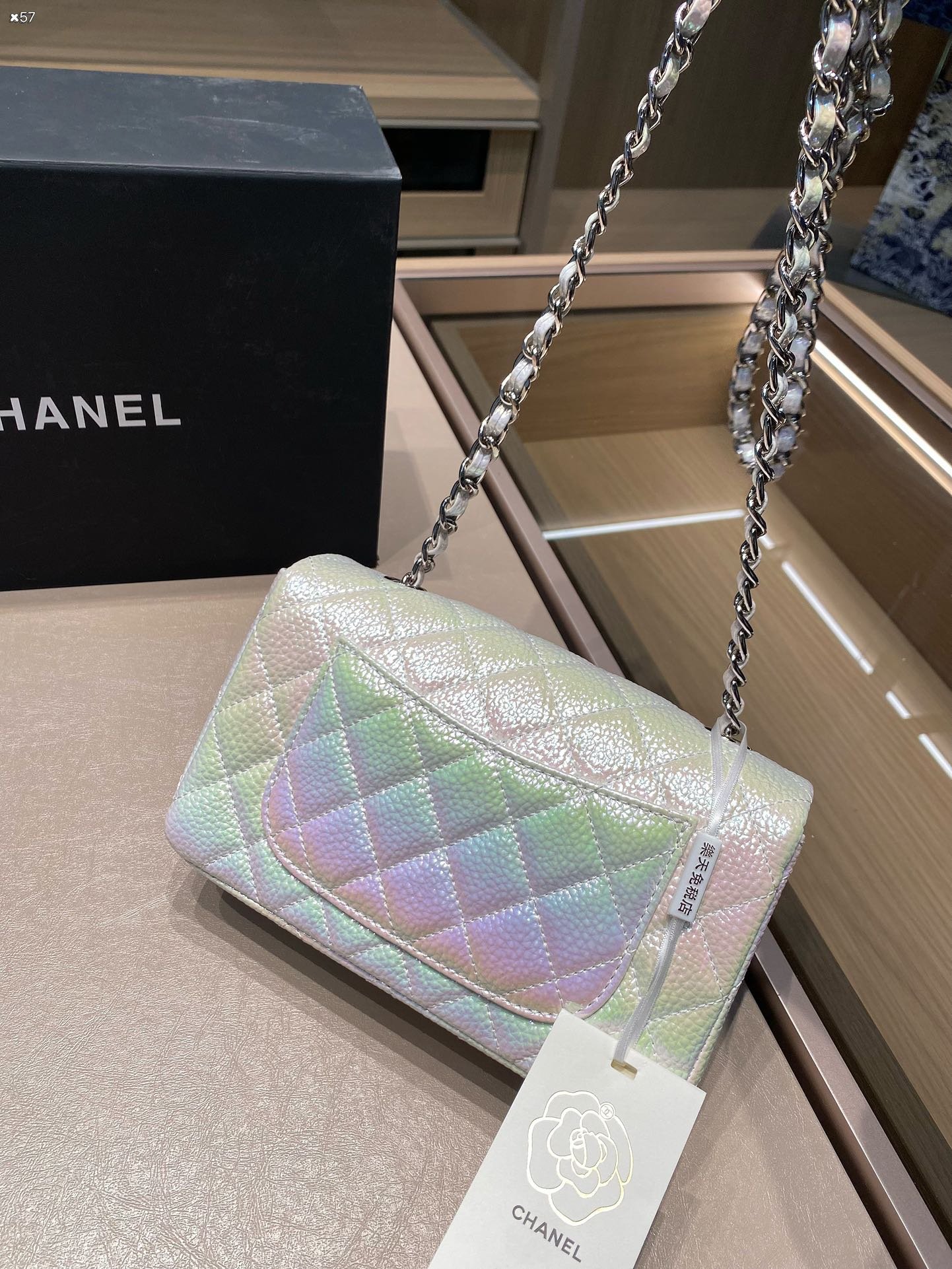 經典設計 漸變色 真皮方胖子CHANEL包包 小香加包包