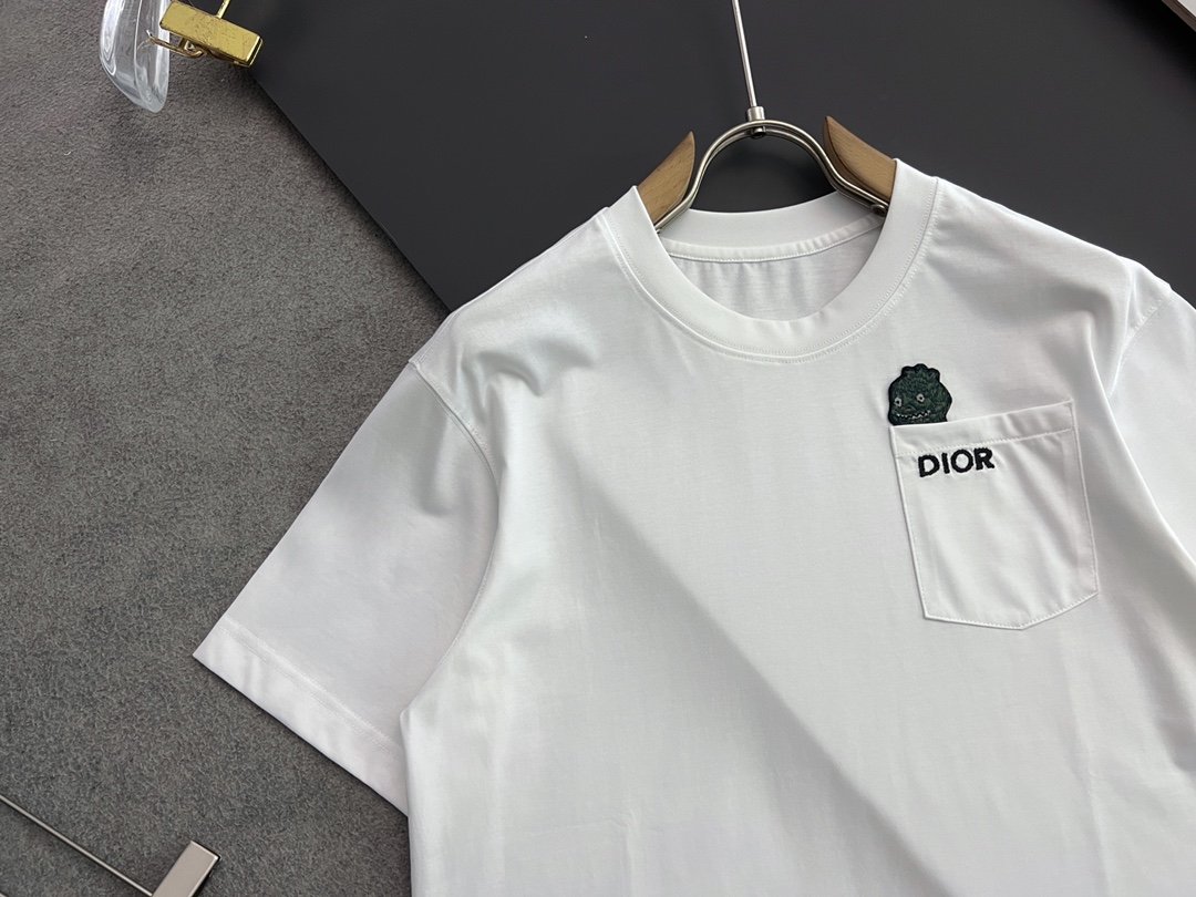 新品高仿精品衣服DIOR圓領短袖T恤純棉 白色