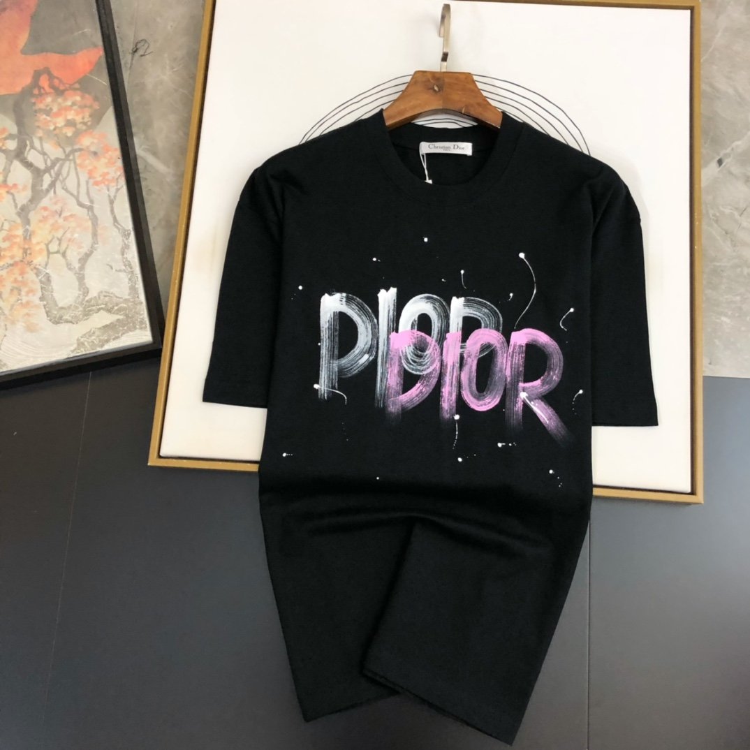 DIOR迪奧高仿衣服夏季印花短袖圓領T恤男女同款 白色
