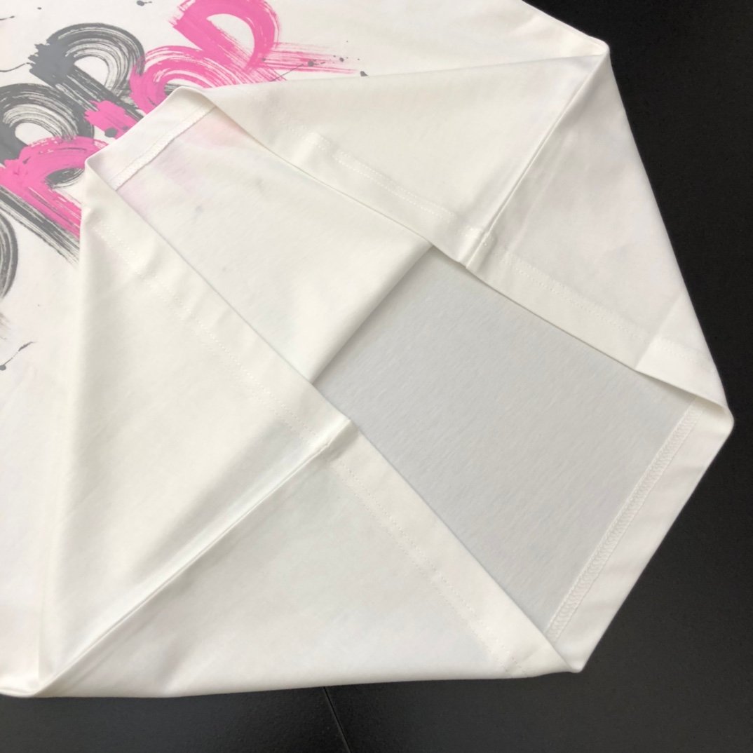 DIOR迪奧高仿衣服夏季印花短袖圓領T恤男女同款 白色
