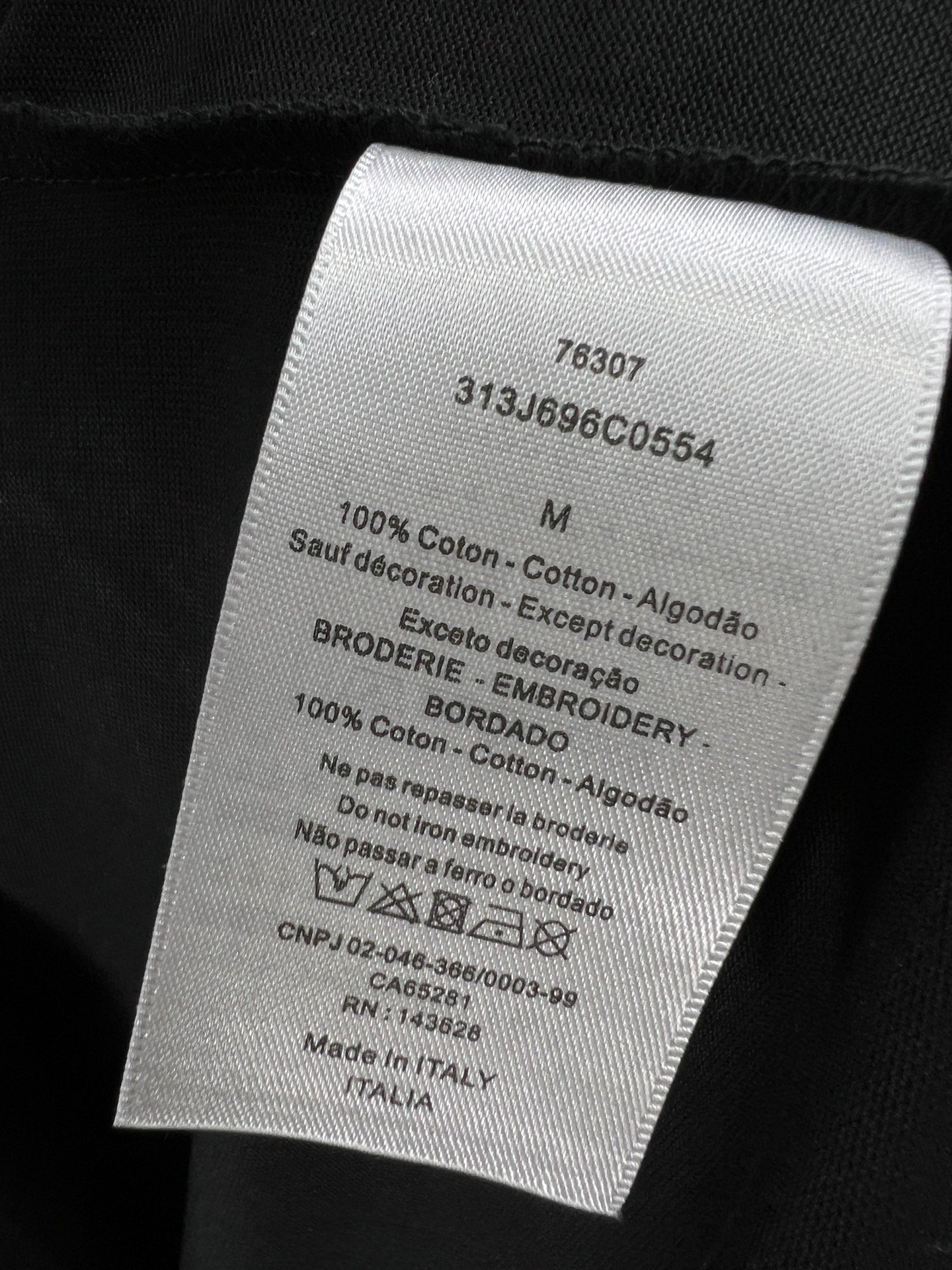 DIOR2024新品高仿男裝衣服純棉短袖T恤 黑色