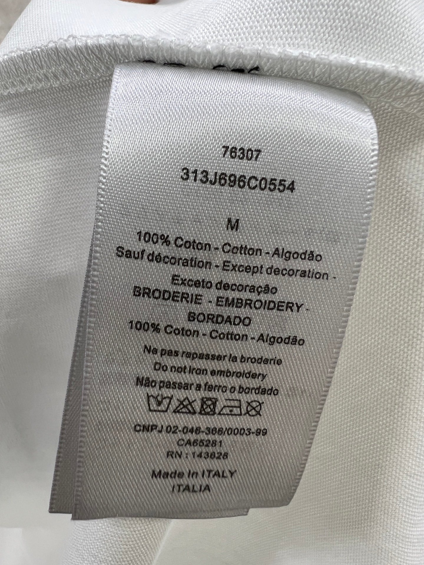 DIOR一比一A貨衣服專櫃同步圓領短袖T恤 純棉 白色