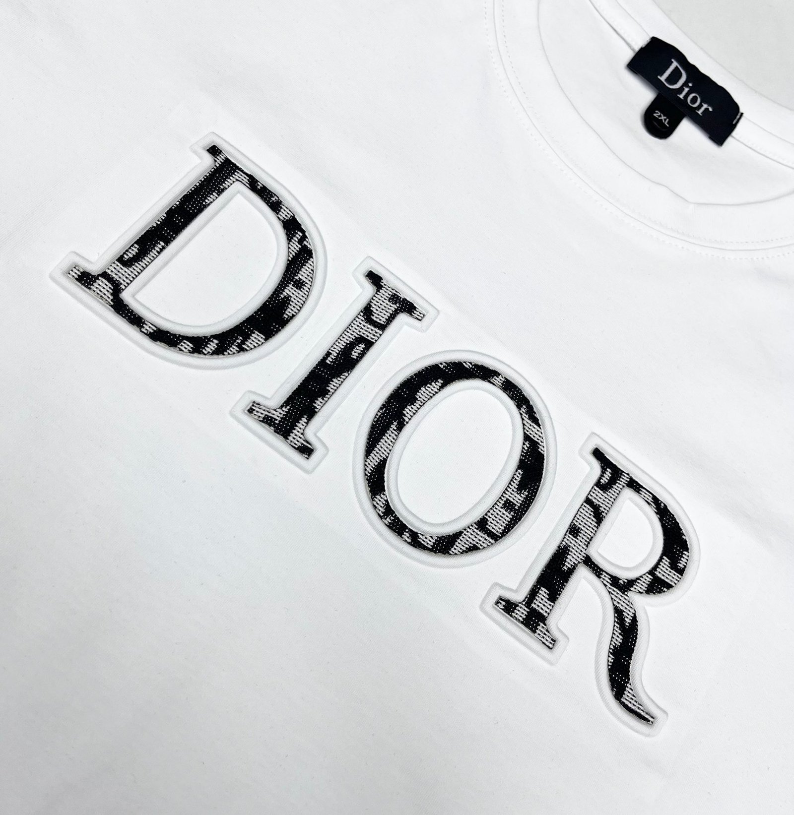DIOR高仿男裝圓領短袖純棉T恤 簡約百搭 白色