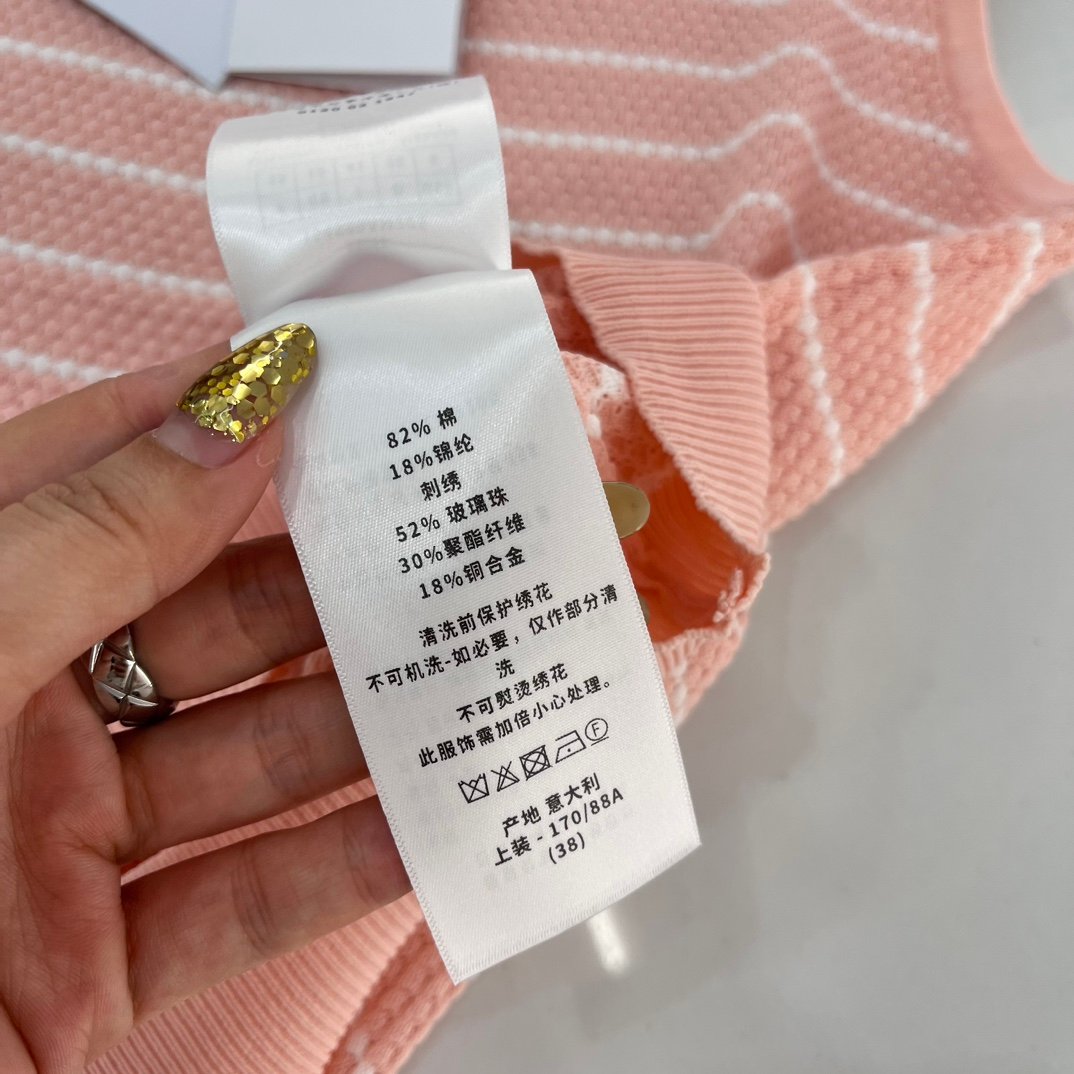 DIOR2024新品刺繡條紋背心 透氣行好 女款無袖粉色背心