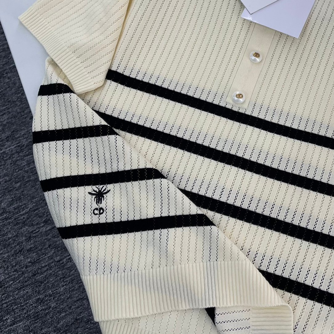 DIOR新品高仿女款衣服條紋針織T恤