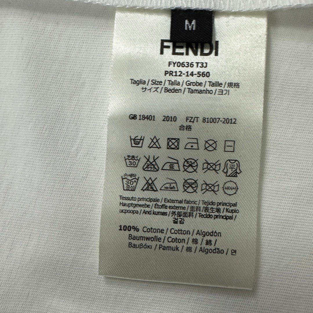 芬迪Fendi高仿撞色設計春夏新款FF老花logo短袖T恤