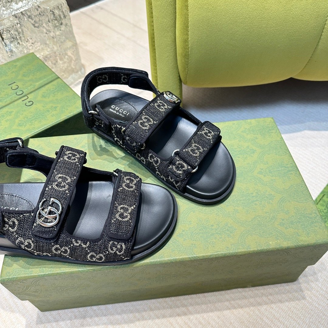 Gucci高仿沙灘鞋 真皮涼鞋 男女同款 情侶款