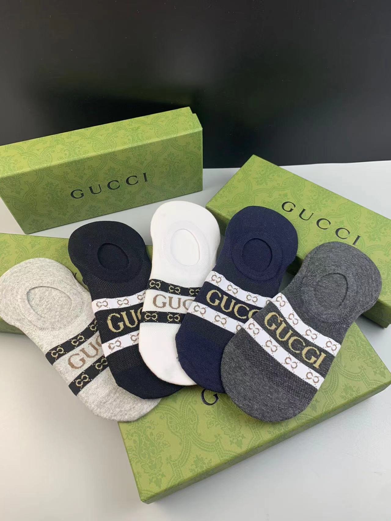 Gucci高仿隱形襪子 一盒五雙