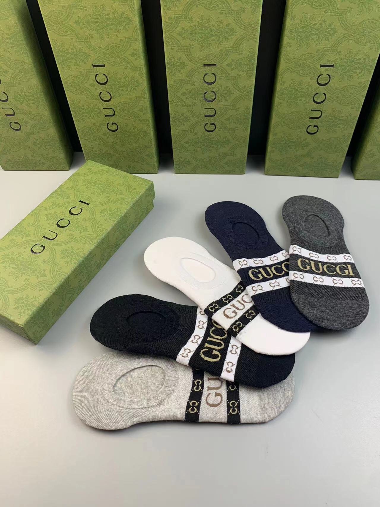 Gucci高仿隱形襪子 一盒五雙