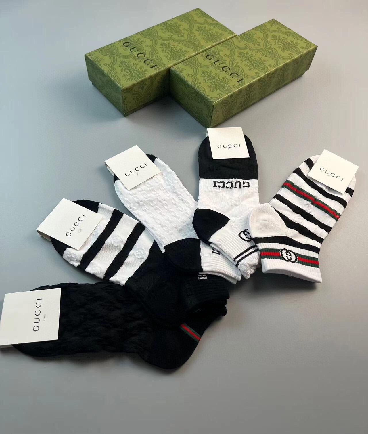 GucciA貨G家襪子 一盒五雙 純棉 短筒襪子