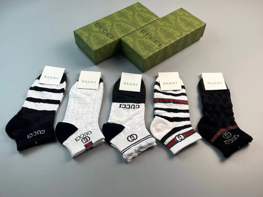 GucciA貨G家襪子 一盒五雙 純棉 短筒襪子