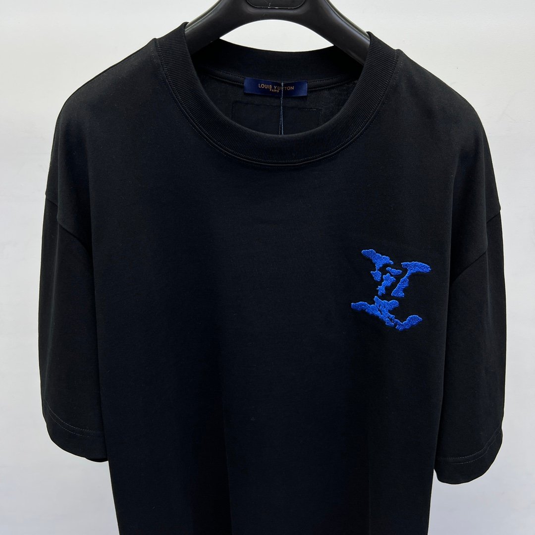 藍色雲朵頂級高仿LV精品衣服 官網同步短袖純棉T恤