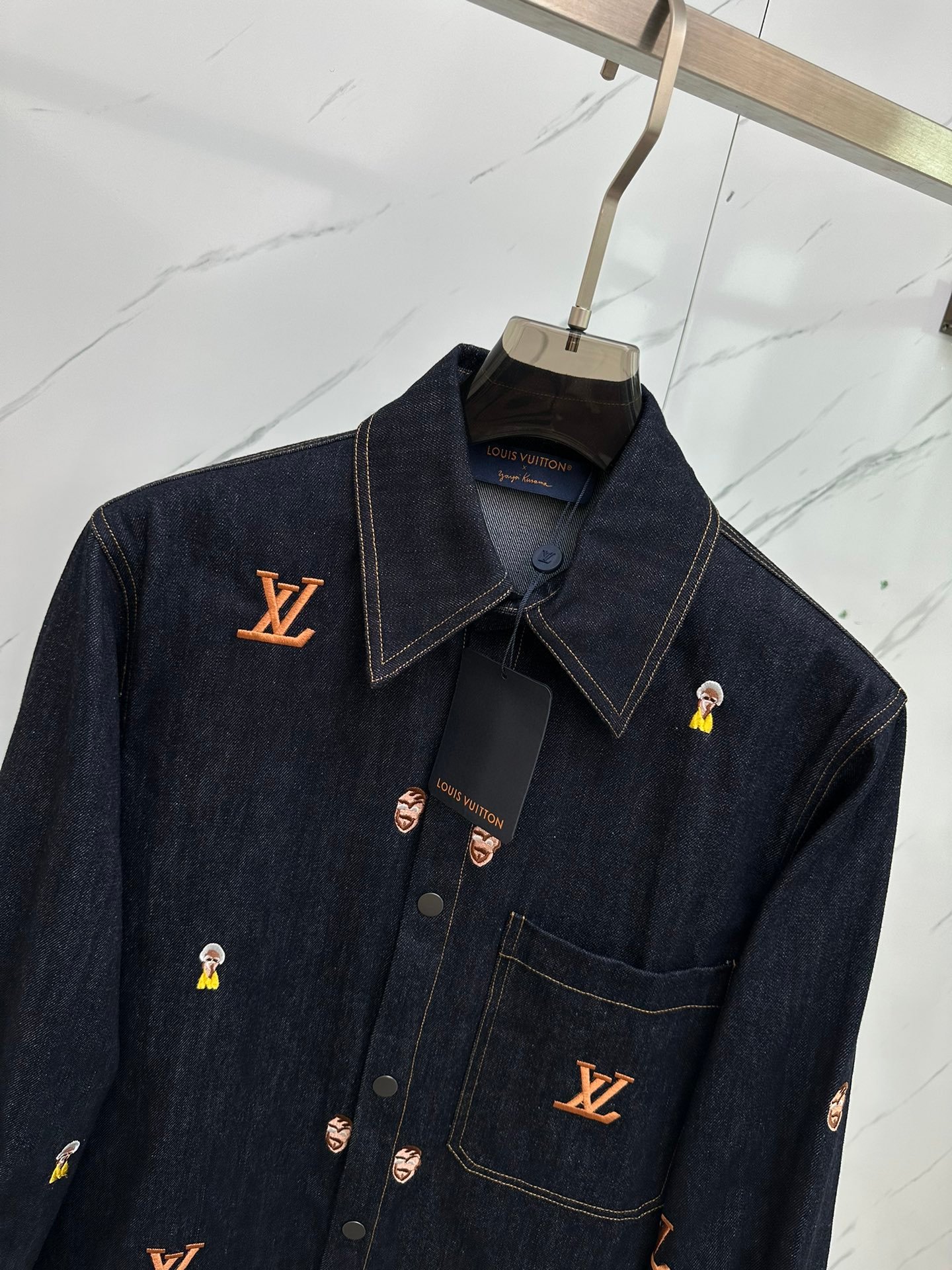 頂級設計LV印花logo男裝長袖路易威登襯衣 牛仔夾克