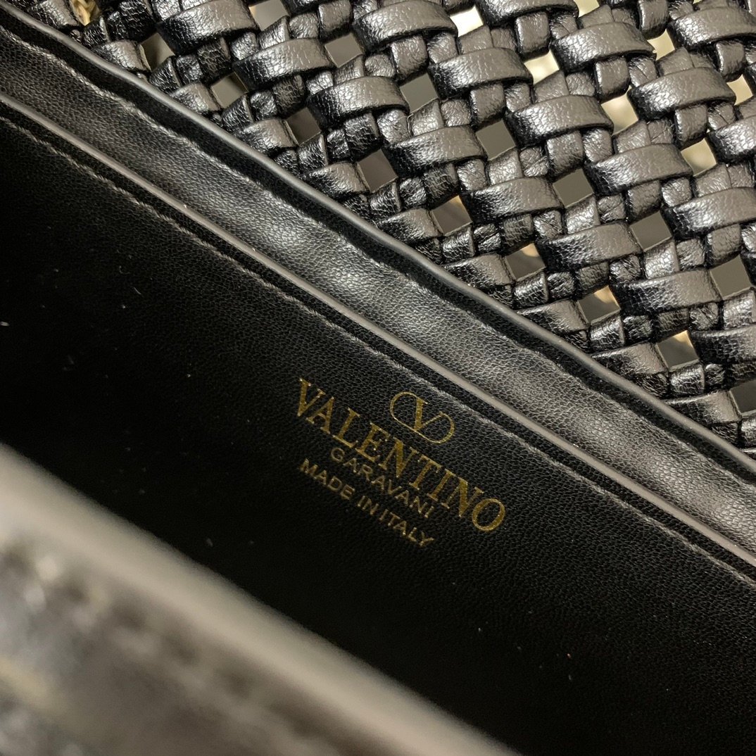 原單VALENTINO華倫天奴包包 Loco定製編織小牛皮手袋 黑色