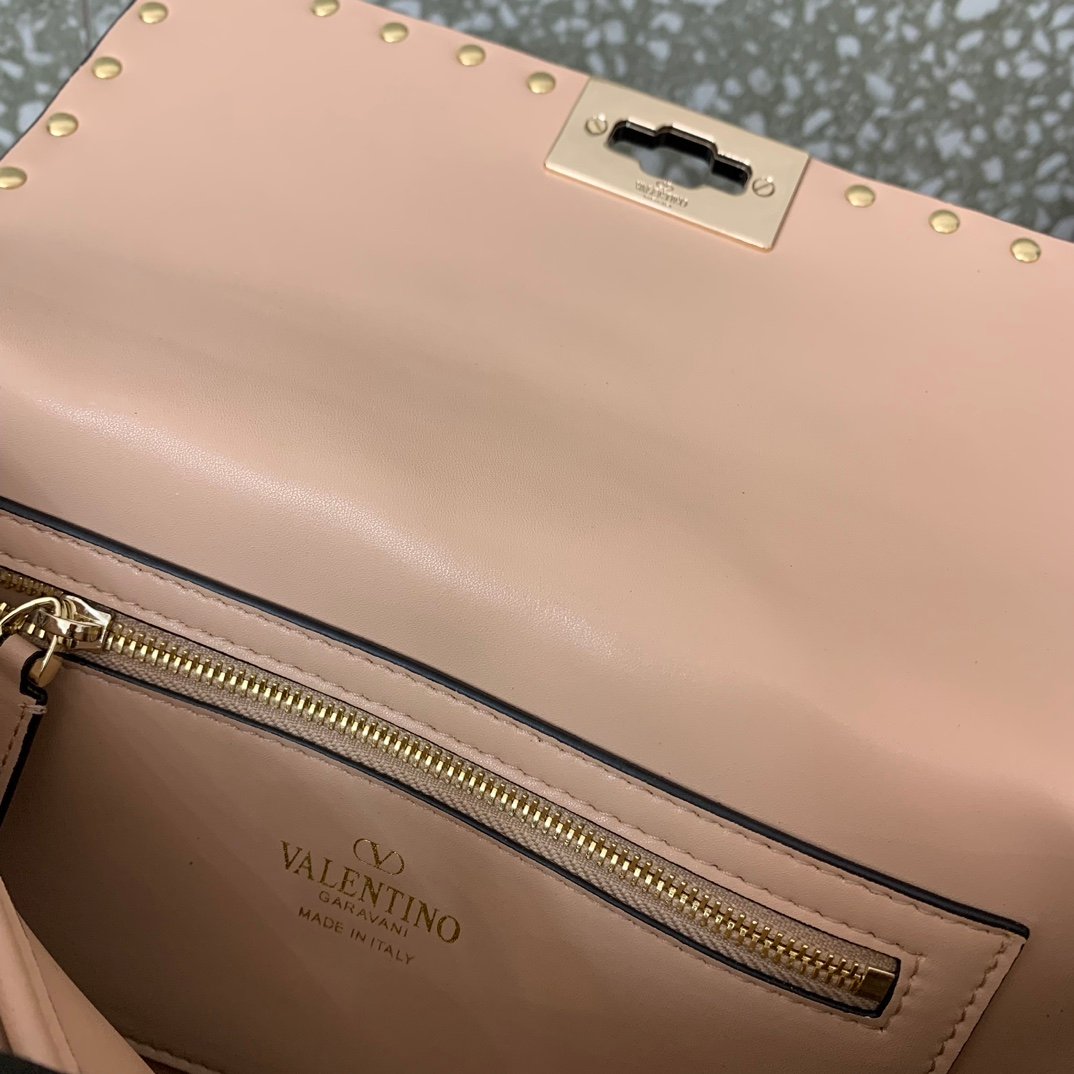 原單複刻VALENTINO華倫天奴包包 ROCKSTUD SPIKE中號軟牛革手袋 金色