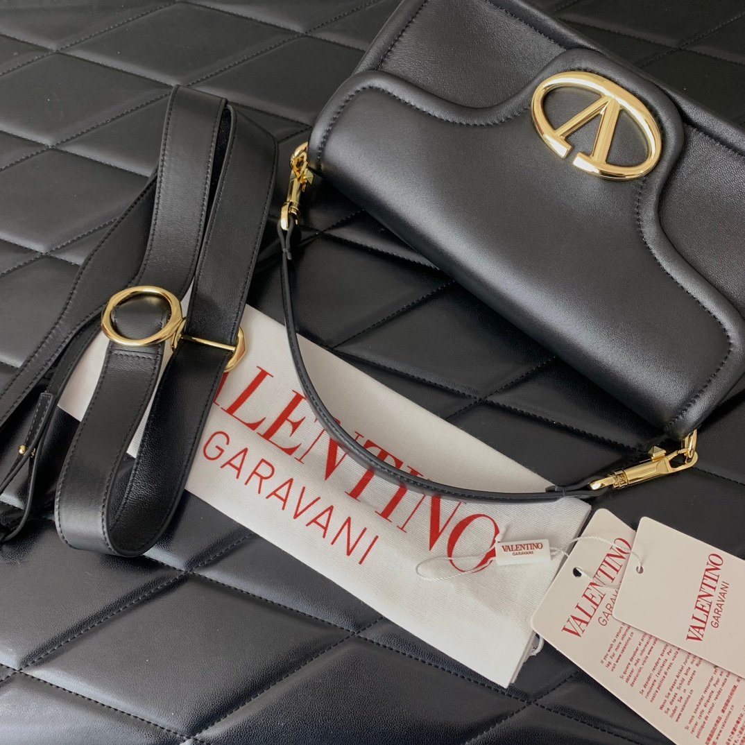 専櫃複刻VALENTINO華倫天奴包包 VLOGO SIGNATURE LOCÒ小牛皮手袋 黑色