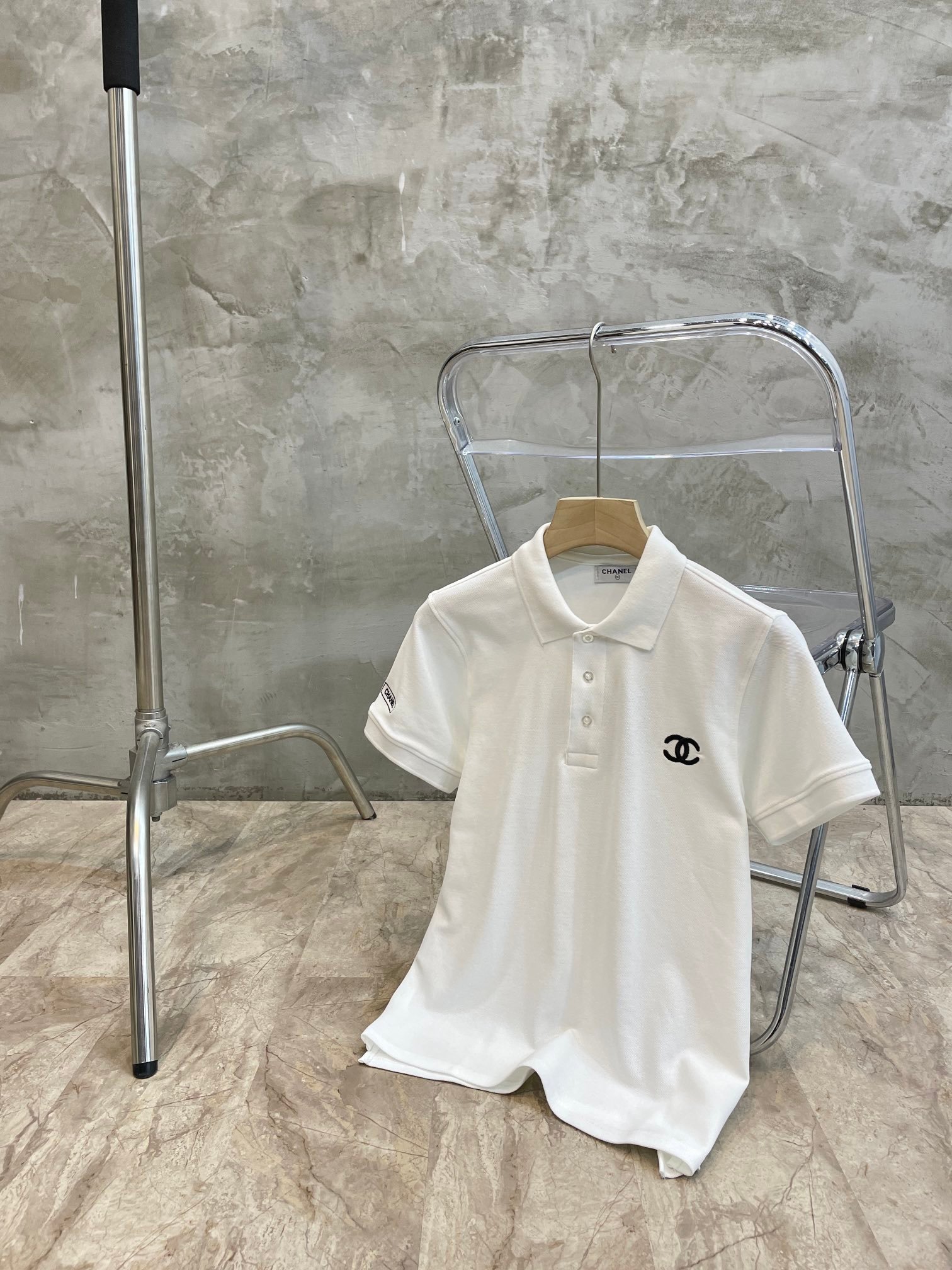 情侶款高仿香奈兒刺繡logoPolo衫短袖T恤