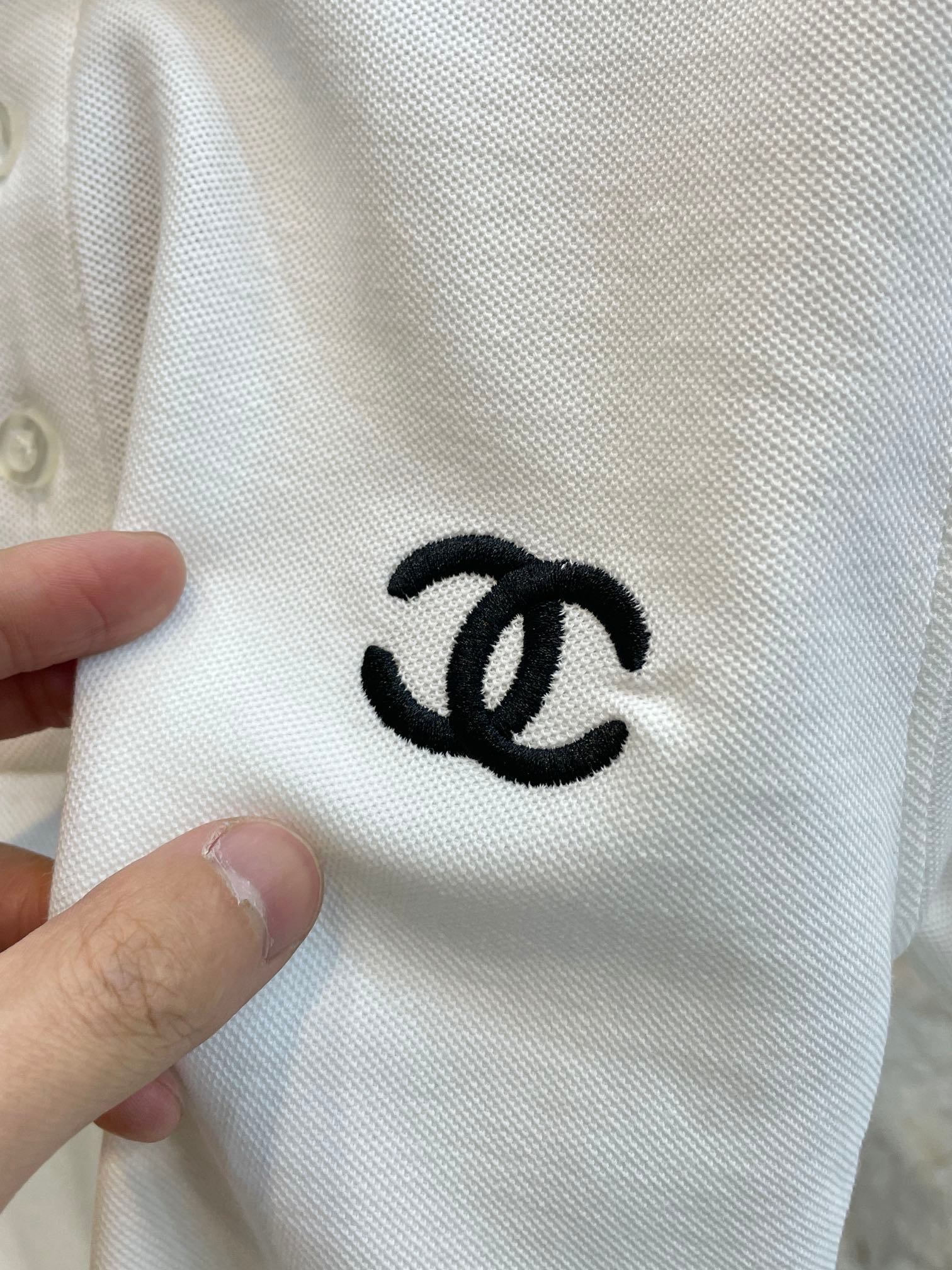 情侶款高仿香奈兒刺繡logoPolo衫短袖T恤