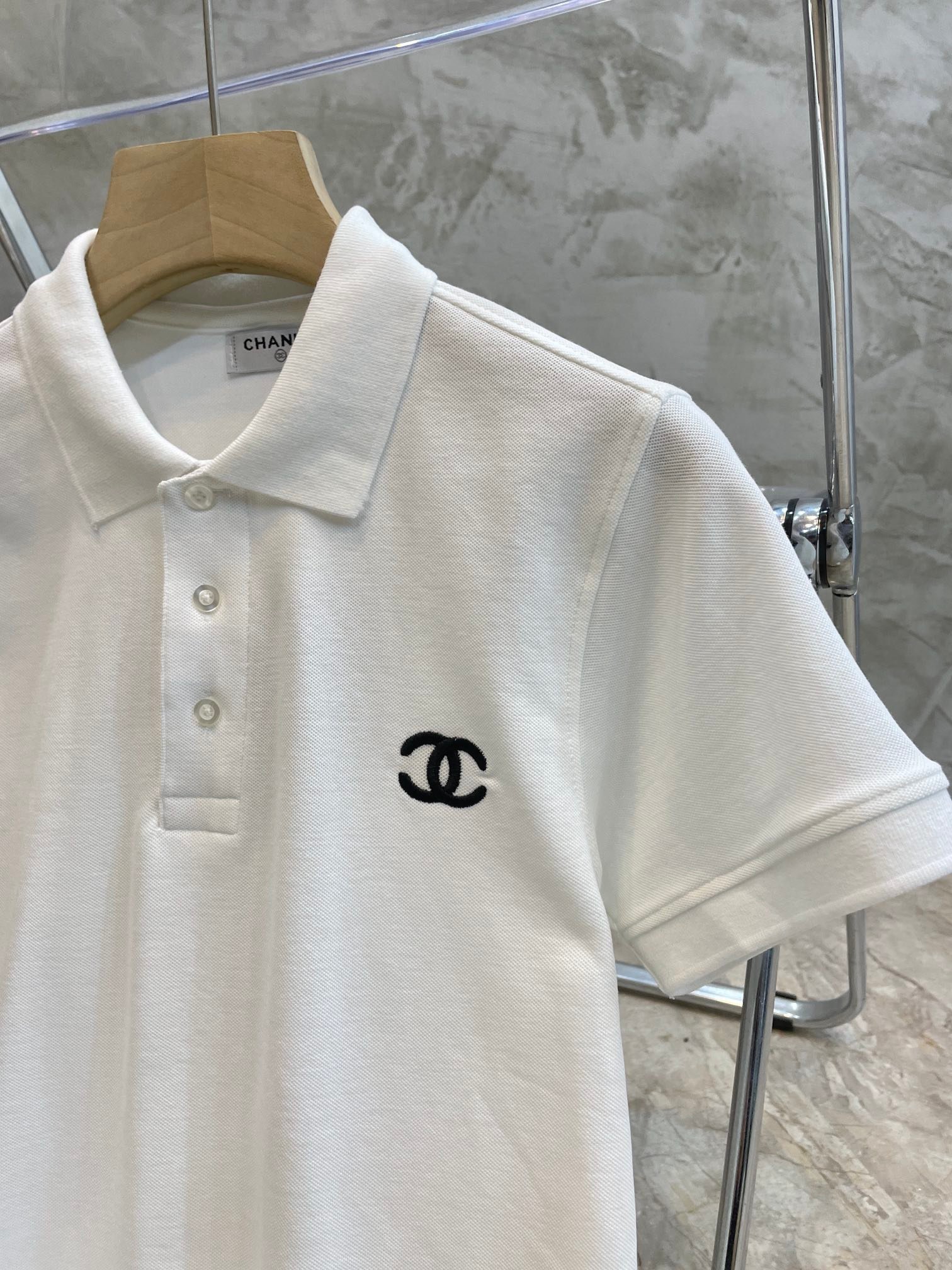 情侶款高仿香奈兒刺繡logoPolo衫短袖T恤