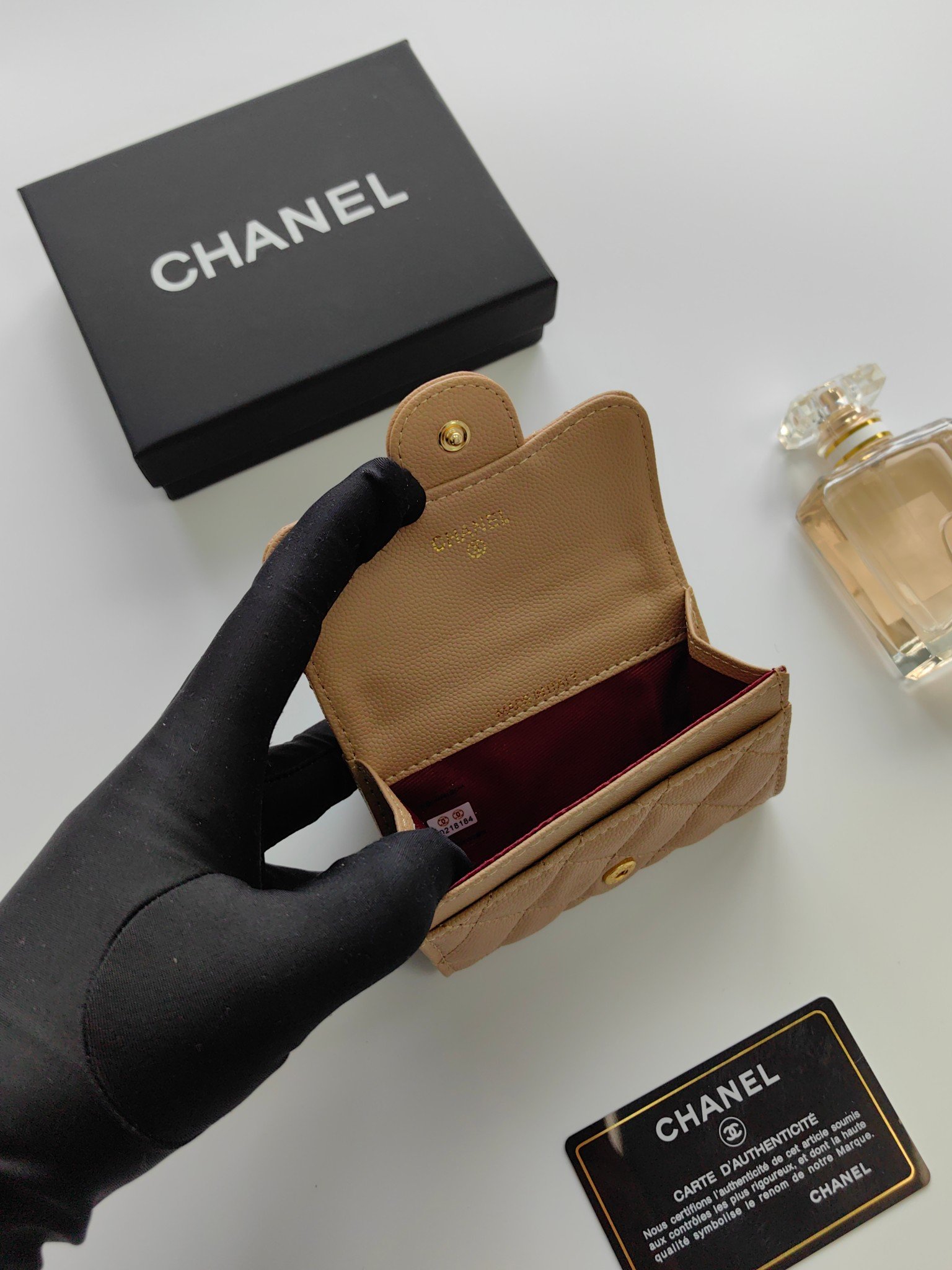CHANEL香奈兒原單經典口袋卡套女裝錢包 卡其色