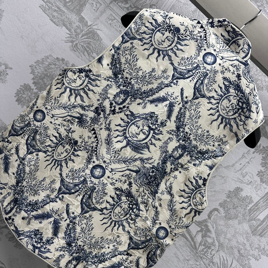 DIOR迪奧高仿太陽花盤扣馬甲無袖背心女款