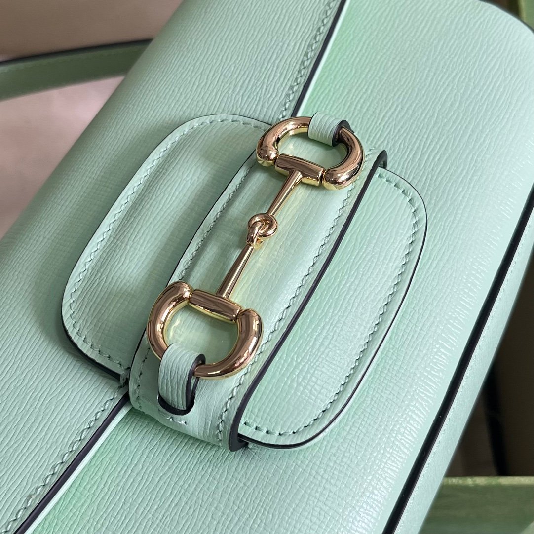 Gucci Horsebit 頂級高仿肩背包女款真皮包包草綠色