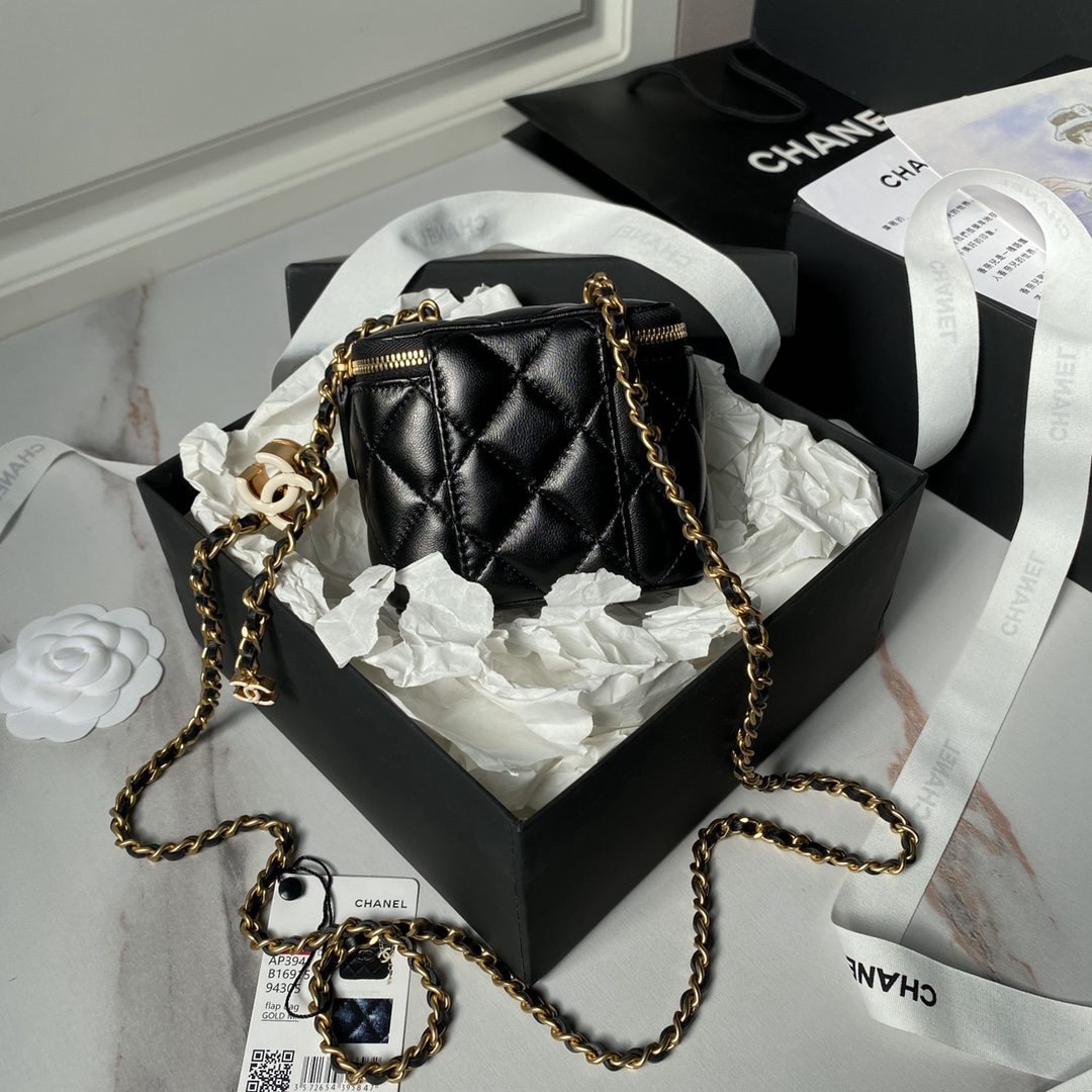 CHANEL2024新品A貨女款AP3940化妝包黑色包包