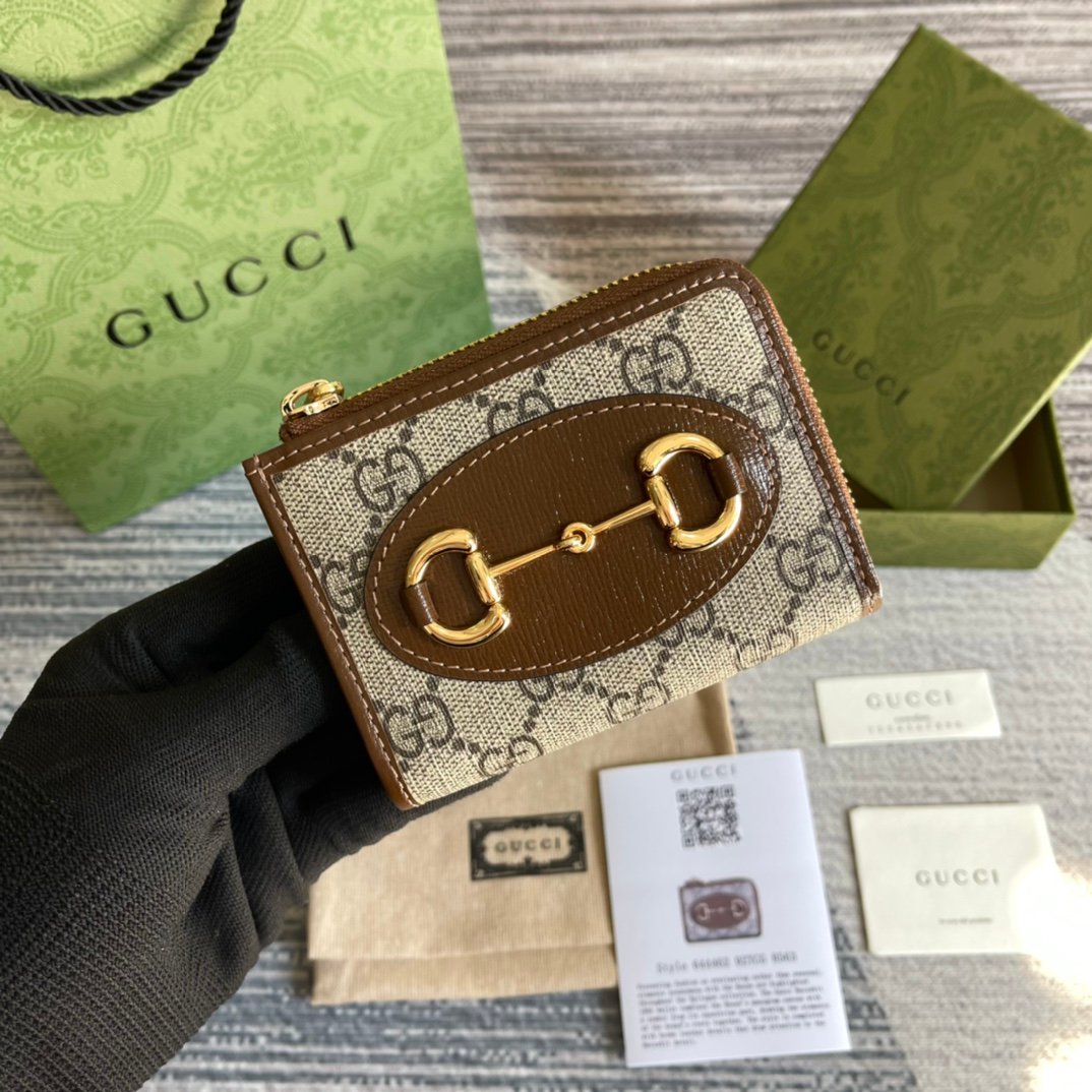 專櫃綠色包裝高仿GGGucci古琦零錢包卡其包