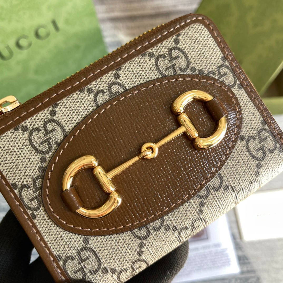 專櫃綠色包裝高仿GGGucci古琦零錢包卡其包