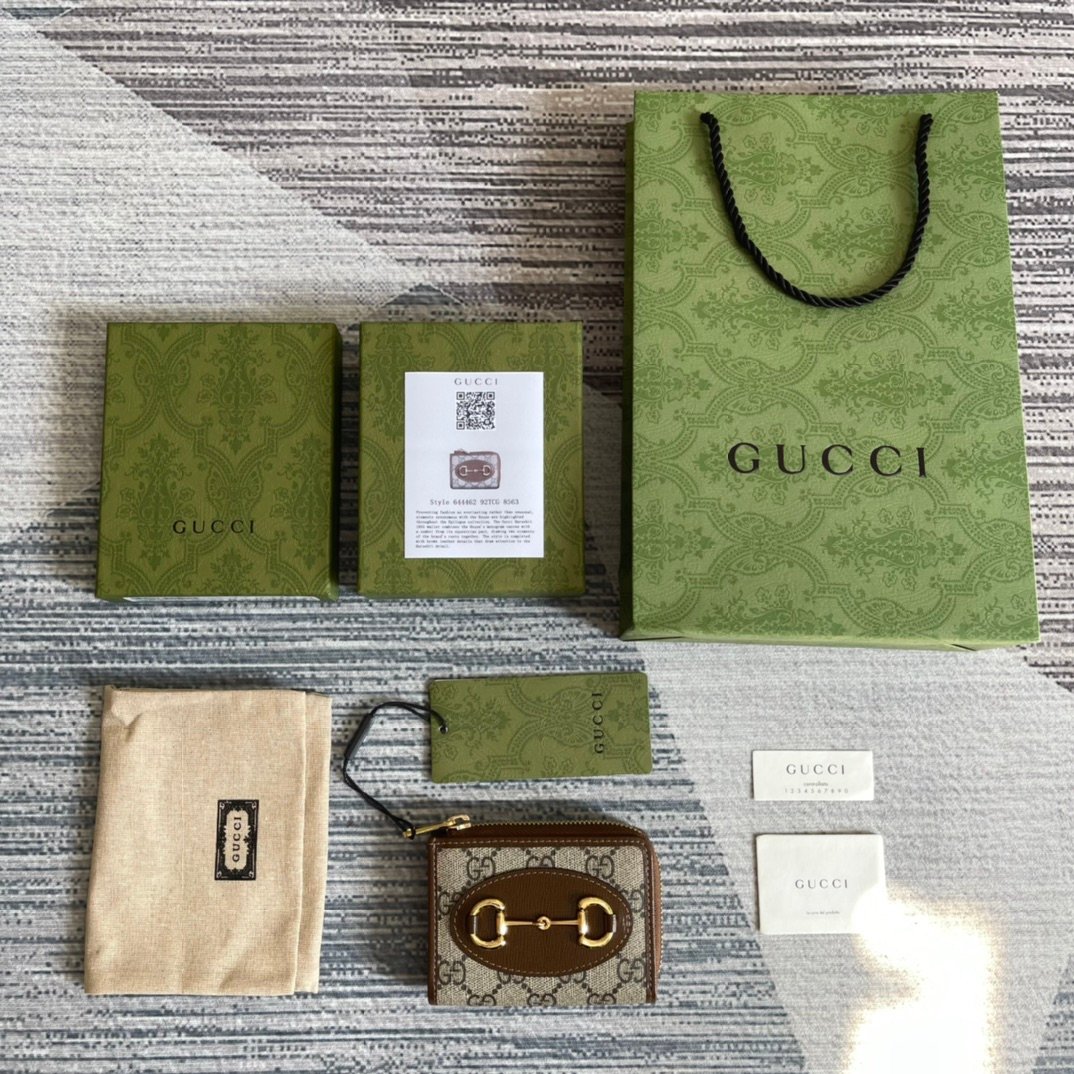 專櫃綠色包裝高仿GGGucci古琦零錢包卡其包